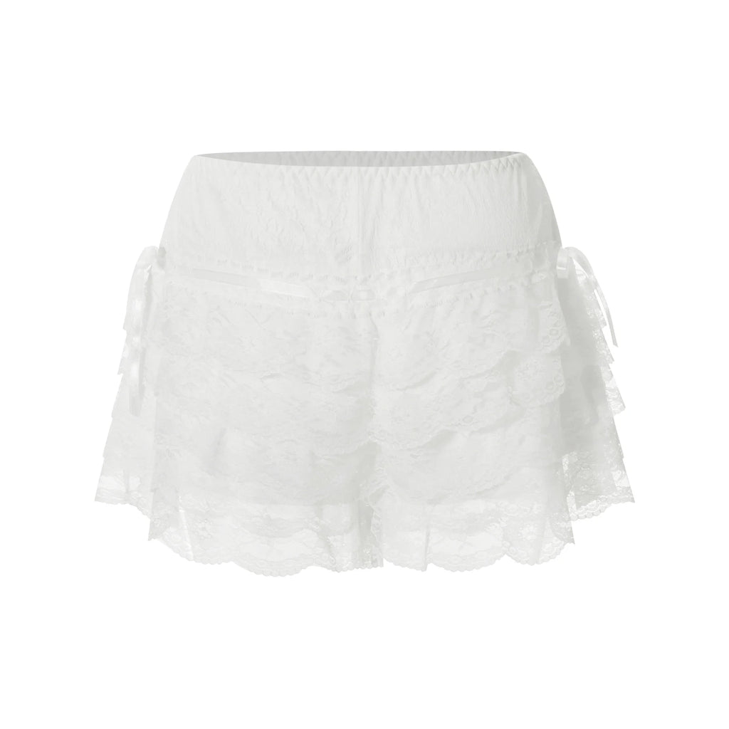 Layered Ruffle Lace Skirt Shorts