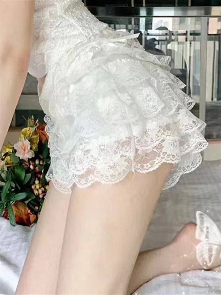 Layered Ruffle Lace Skirt Shorts