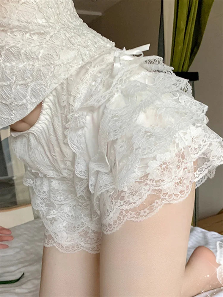 Layered Ruffle Lace Skirt Shorts