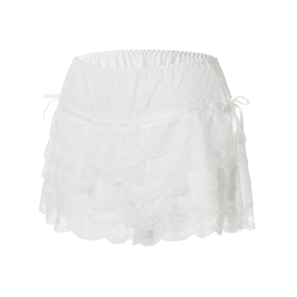 Layered Ruffle Lace Skirt Shorts